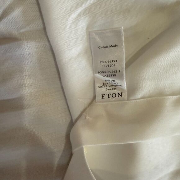 Eton White Made-to-Measure Dress Shirt 100% Cotton Size L/X Career Formal Luxury - Picture 6 of 12